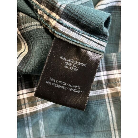 No Tag Green/White Plaid Long Sleeve Button Down Shirt Size See Measurements‎ - Picture 4 of 5